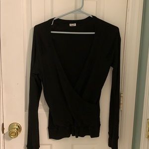 Splendid black cotton wrap top